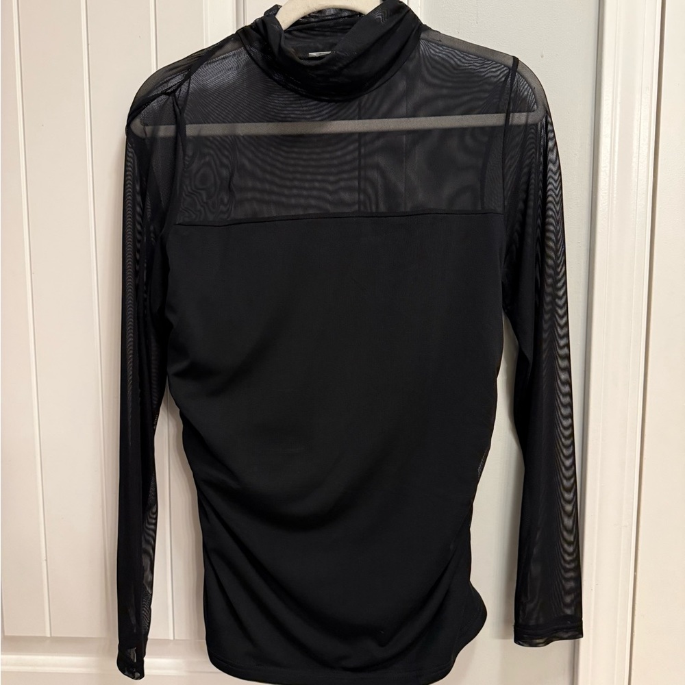 Black Sheer Long Sleeve Top